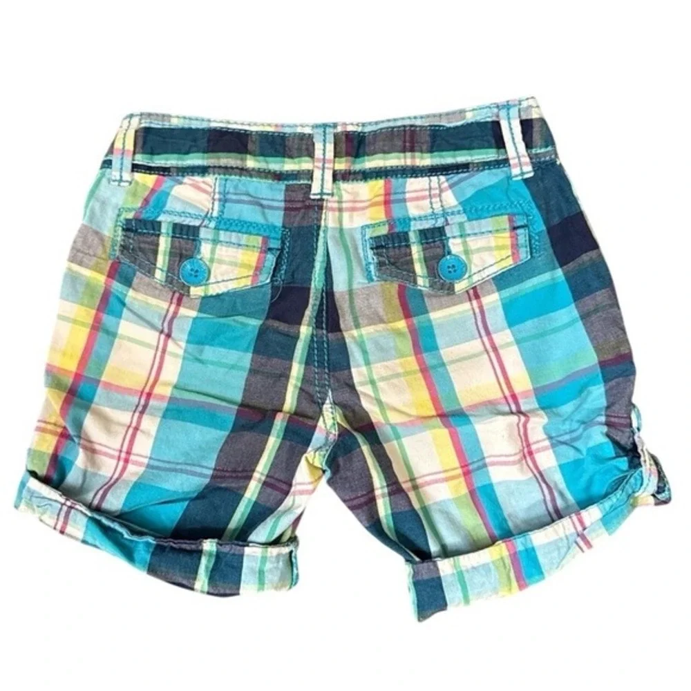 Justice Shorts Youth Girls 7R Multi-Color Plaid‎ Cuffed Casual Pockets